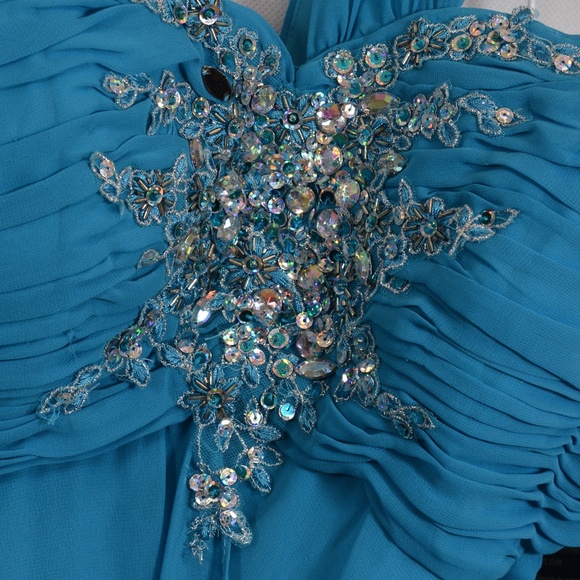 Sequined One Shoulder Long Gown SZ M By NOX NWT - Picture 11 of 12